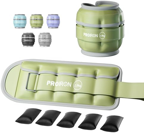 PROIRON Adjustable Ankle Weights, Leg Weights for Men, Ankle Weights 5lb Set of 2, Durable PU Leather, Ankle and Wrist Weights, 1-5 lbs Adjustable Per Ankle