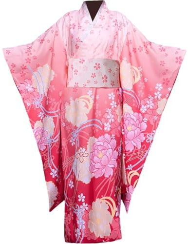 Lpitoy Robe Kimono Japonaise Traditionnelle pour Femmes, Costume pour Adultes, Geisha Yukata, À Motifs Floraux, Peignoir, Vêtements De Nuit avec Ceinture