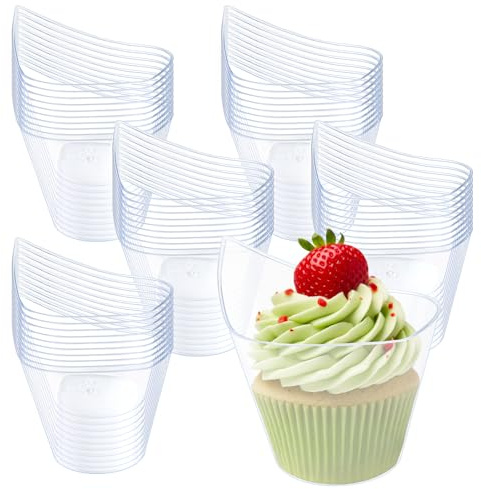 50 coppe da dessert in plastica, bicchieri da dessert in plastica, 210 ml, riutilizzabili per feste con dessert fai da te