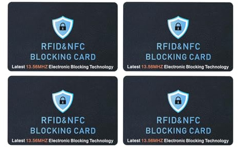 4 Pièces Carte Anti RFID, Bloqueur RFID NFC, Carte Protection Sans Contact Universelle, Blocage NFC pour Cartes Bancaire, Cartes de Crédit, Passeport Portefeuille, Anti Piratage Électronique Sécurisée