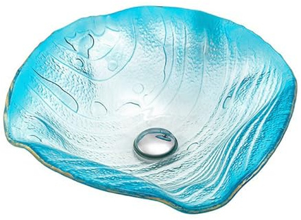 ZYCDP Lavandino Per Bagno In Vetro Temperato 440 X 440 X 145 mm Senza Foro Per Rubinetto Blu