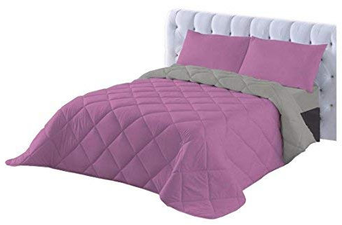 Colchones Actually Relleno nórdico/edredón de Microfibra, Tacto Pluma, Primavera- Verano-otoño-Invierno, 350 gr/m², 180X260, para Cama de 90/105cm, Bicolor: Gris y Lila