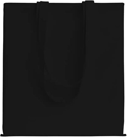 POLHIM® Hochwertige Baumwolltasche Jutebeutel Stoffbeutel unbedruckt 220 g/m2 Größe 38x42 cm Langen Henkeln 70 cm 100% Baumwolle (Schwarz)