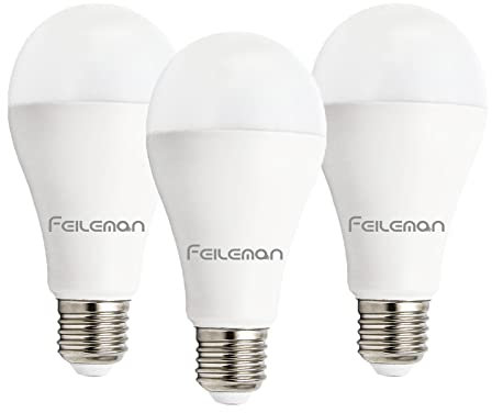 Feileman E27 LED 20W 6500K Kaltweiss Ersatz for 153 Watt Lampe, 2500lm LED E27 Glühbirne Super Hell Licht Leuchtmittel, A65 LED Birne Ultrahell Nicht Dimmbar 3-PACK