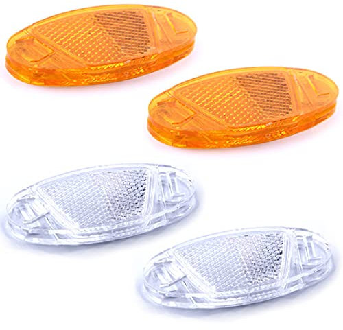 MenYiYDS 4 Pcs High Reflective Cat Eye Reflectors/Bike Spoke Reflectors with Strong Reflective Function for High Safety (White and Yellow)