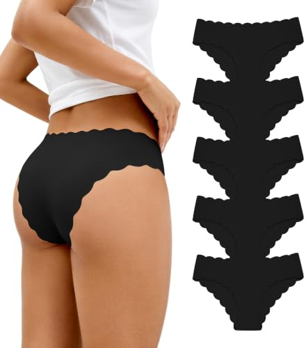 SHARICCA Damunderkläder, sömlösa trosor, stretch, hipster, brasilianska trosor, osynliga, mjuka trosor, ränder, bikinis, kalsonger, för kvinnor, 5-pack