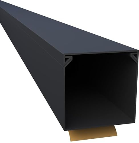 CILSON WDK4040SS 1700300 Kabelkanal Selbstklebend 40x40mm 2m, Schwarz - 2 Stück 1 m / 1000 mm, Stabile Kabelverlegung, Einfache Montage
