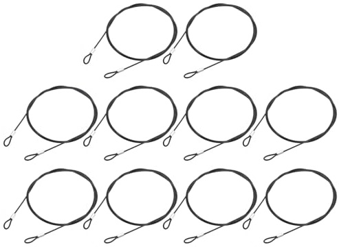QUARKZMAN 10Pcs Cable de Cordón, Cable de Acero Inoxidable de 100m x 2mm con Bucles Recubiertos de Vinilo, Cable de Acero de Seguridad para Conectar Muebles, Negro