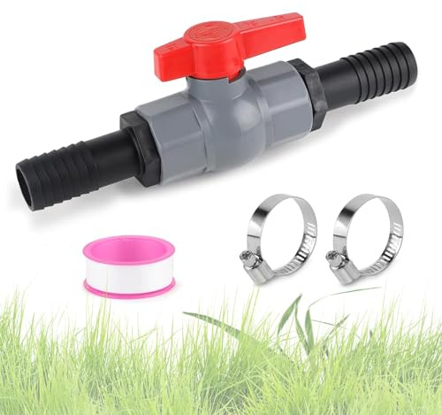 Kulventil med slangkontakt, poolslang 2-vägsventil, PVC-kulkran, avstängningsventil med inre gänga 40 mm och slanghylsor 32 mm, pool poolventil för hemträdgårdar, terrasser, pooler