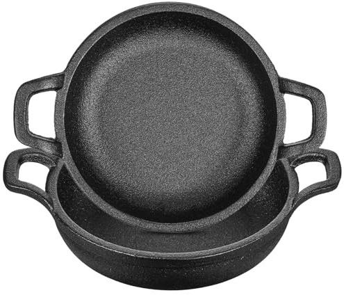 Mini Cast Iron Skillets 4.25 x 4.25 x 1.1 Inch Cast Iron Pan Small Ramekin Set Black Casserole Dish Cookware Oven Safe Mini Skillets for Kitchen Indoor Outdoor Picnic (2 Pack)