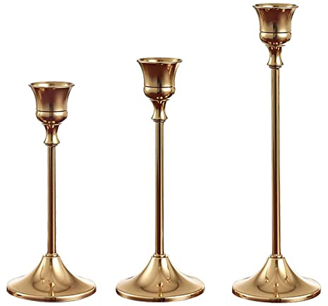 Portacandele Candelieri in Metallo Massiccio Candele Dorate Candelieri a Stelo Sottile