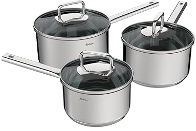 Rostique 16/18/ 20 cm Stainless Steel Saucepans, Suitable for All Hobs