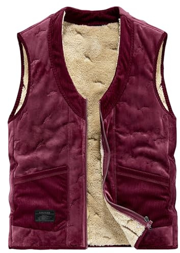Gilet polaire chaud pour homme - Gilet matelassé d'hiver léger - Grande taille - Gilet de travail thermique en duvet - Sans manches - Coupe-vent - Gilet d'extérieur - Gilet d'hiver pour homme