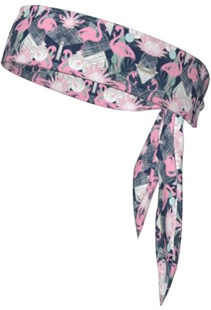Rosa flamingo och löv tryck pannband för män kvinnor, absorberande svettband, huvudband för tennis, gym träning svettpannband