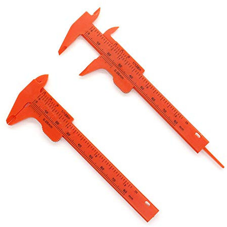 2 piezas Herramienta de Medición de Plástico DIY Calibrador a Vernier Mini Calibre a Vernier Deslizante Rango de Medición 80 mm, Adecuado Para Botón, Jade, Medición de Joyas (Naranja)