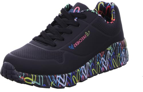 Skechers Fille Uno Lite Lovely Luv Sneaker, Noir, 37 EU