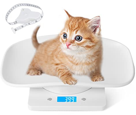 Nuscen Puppy Scales - 15KG Digital Pet Scale with Tape Measure, Unit Conversion for Newborn Cats, Dogs, Kitten