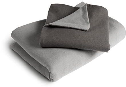 Bodyguard bett1 Flanell Bettwäsche (135x200 cm | 1 x 40x80 cm, zweifarbig, wendbar, Silber & Anthrazit, kuschelig weich, Winterbettwäsche, waschbar bis 60° C, atmungsaktiv, 100% Baumwolle)