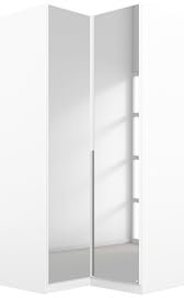 Rauch Möbel Alabama Eckschrank Schrank Kleiderschrank Weiss mit Spiegel, 2-türig, Inklusive Zubehörpaket Basic, 1 Kleiderstange, 5 Einlegeböden, BxHxT 100x210x102 cm