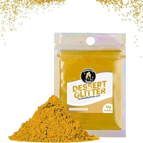 Cappstan UK® 12g Deluxe Gold Edible Glitter for Cakes | For Edible Cake Decorations | Ideal for Edible Christmas Decorations | Edible Glitter for Cake Decorating | Powder Dust Colouring