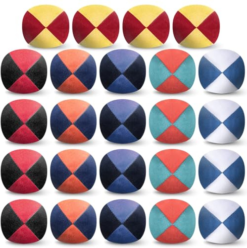 Liliful 24 Pcs Footbag Balls 2.56 Inch Juggling Toy,Multicolor,Vintage