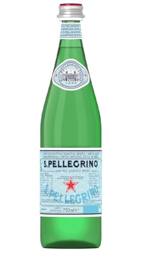 San Pellegrino sparkling Italian water glass bottles - 6 x 75cl