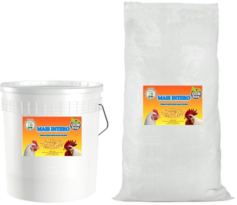Mais Granturco intero Mangime per Galline Polli Oche Anatre Conf. da 10-15-25 Kg (12 KG SECCHIO)