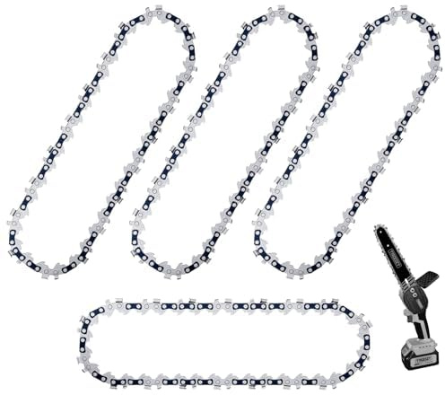 Troozy Cadena para sierra de cadena de 6 pulgadas, 4 paquetes de cadena de repuesto para sierra de cadena Troozy y sierra de polos, 1/4 LP Pitch 37 Drive Izquierda, calibre bajo de 043 pulgadas