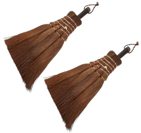 CIYODO 2pezzi Scopa Da Scrivania Piccola Fatta Mano Scopa Per Pulizia Da Tavolo Manico Strumento Di Pulizia Per Ufficio e Casa