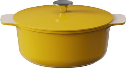 Cooksmart Signature 24cm Casserole Pot with Lid – Cast Aluminium | Non-Stick | PFOA & PFAS Free | Free Felt Pan Protector | Induction, Gas, & Electric Hob Compatible (Marigold)