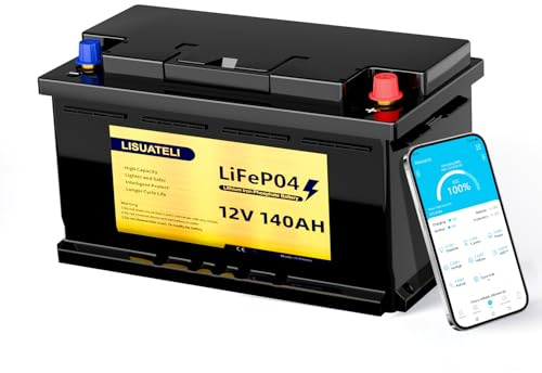 Batería LiFePO4 12 V 140 Ah H190 Bluetooth 150 A BMS, protección contra bajas temperaturas, batería de litio de 8000 ciclos, perfecta para caravanas, instalaciones solares, marinas, caravanas