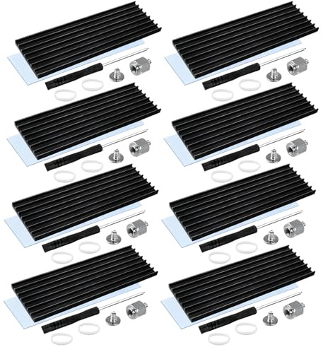 Juego de 8 disipadores de calor SSD M2, color negro, M2, disipador de calor SSD, juego completo de aluminio con almohadilla conductora de calor, disipador de calor SSD para 2280 PCIE M2 SSD