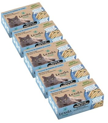 Lenda Foodie Cat - Pack 5 x 120gr Comida Humeda para Gatos Natural - Troncos de Caballa - Adultos Jovenes y Senior - Alimento para Gatos Esterilizados en Caldo - Hipoalergenica y Sin Cereales