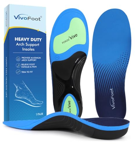 VivoFoot Plantar Fasciitis Orthotic Arch Support Insoles - Foot Pain & Fatigue Relief, Breathable Shock-Absorbing Support Inserts for Walking, Work, Running & Everyday Shoes (L:29cm)