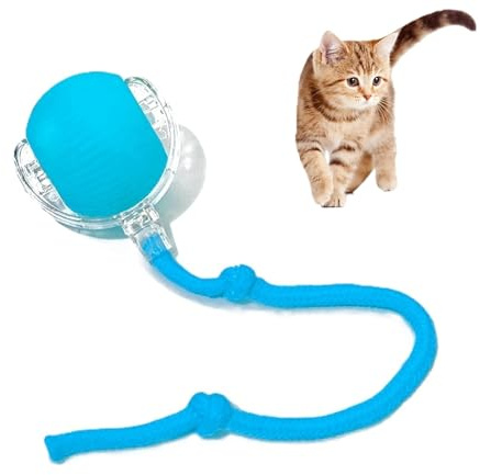 Interactive Cat Toy Rolling Ball with Tail, Motion Activated Indoor Cats | USB Rechargeable, Bird Chirp & 3 Speed Modes, Durable Silicone, Automatic Self-Moving, Relieve Boredom & Stimulate Curiosity