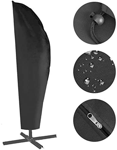 Herefun Housse de Protection pour Parasol, Couverture de Parasol de Jardin Oxford 420D Excentré Bache Parasol Déporté, Imperméable, Résistant à UV, Coupe Vent et Neige (265x 70 x40CM)