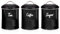EHC Tea, Coffee, Sugar, Canister Set, Set of 3 Airtight Food Storage Easy to Open Storage Canisters Jars Tin, Black