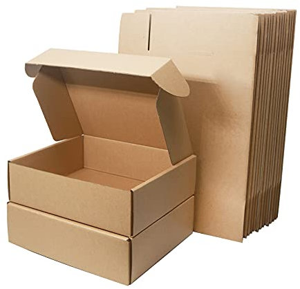 Corrugated Cardboard Shipping Boxes, 25×20×7cm Royal Mail Small Parcel PiP Postal Boxes, Brown Packaging Mailing Boxes for Business, Posting, Storing or Gift