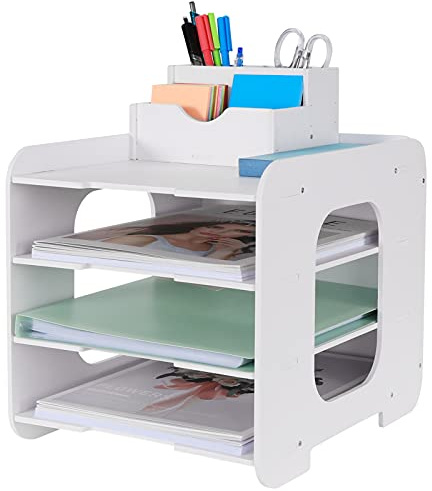 BlayaAdd Briefablage, Papier-Organizer, Schreibtisch-Ordner, Dokumentenhalter, A4, Papierablageschalen für Zuhause, Büro, Schule (4 Ebenen)