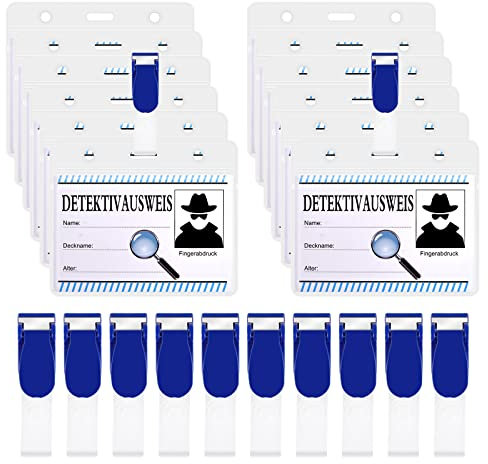 WangCang 10-teiliges Detektivausweis DetektivAbzeichen mit Clip und Etui für Dress Up Pretend Play, Detektiv-Rollenspiel-Zubehör