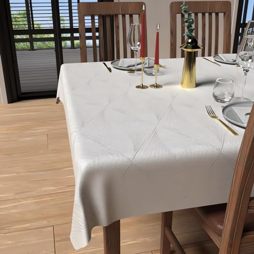Soleil d'ocre, Luxury Tovaglia carée Antimacchia 180x180 cm, Poliestere, Bianco