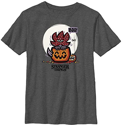 Stranger Things Unisex barn Demodog jackolantern kortärmad t-shirt, Dark Heather Grey, en storlek, Mörkgrå, one size