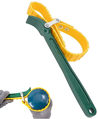 Verstellbarer Ölfilterschlüssel 9 Handle, Bandschlüssel Ø 50-120 mm, 9 Sphäroguss-Griff mit Gummigurt Spannschlüssel zur Installation and Repair von Pipeline,Motor,Generatoren, Schiffen, etc.