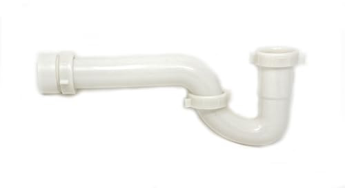 1 1/2 Sink P Trap Kit, Fits 1 1/2 or 1 1/4 Tailpieces, White Plastic Tubular with PVC Threaded Adapter, for drain bar sinks kitchens, bathrooms and water applications.