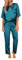 Ekouaer Damen Schlafanzug Satin Pyjama Set mit Taschen Zweiteiler Pyjama Lang Hose Freizeitanzug Sommer Seide Kurzes Top, Pfaublau, XL
