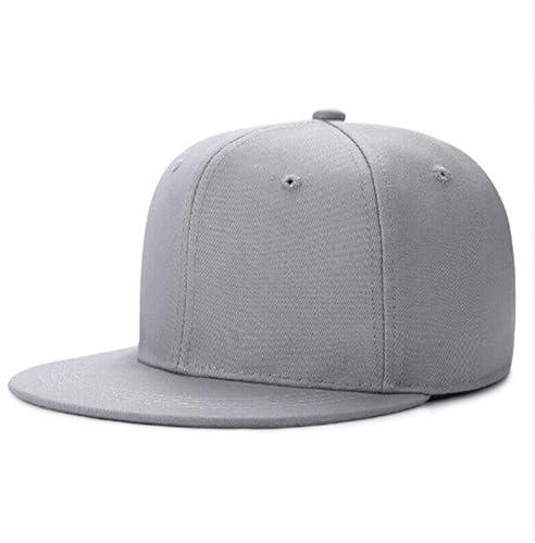 Boolavard Klassische Snapback-Mütze, Mütze, Hip-Hop-Stil, Flacher Schirm, blanko, einfarbig, verstellbare Größe (Grau)