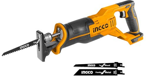 INGCO 20V Cordless Reciprocating Saw (Body Only) Electric Saw 2800RPM with 2Pcs Saw Blades for Wood Cutting, Metal Cutting CRSLI1152