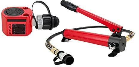 Jacs hydrauliques de Type Mince RMC-051 avec Pompe Prise hydraulique, Voyage de Travail de 7 mm avec Pompe à Main hydraulique CP-180 SUNBING (Color : RMC-051 with APR-180)