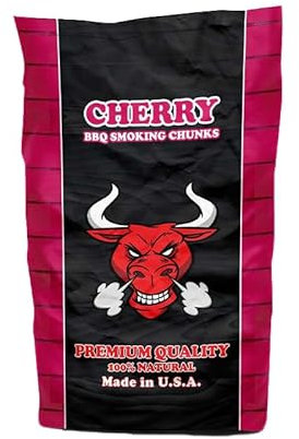 TORO - Chunks Cherry para ahumadores y barbacoas, madera de cerezo, ideal para cerdo, ternera, pollo, cordero, verduras y pescado, cocina larga, ahumado intenso y afrutado, 7,07 litros