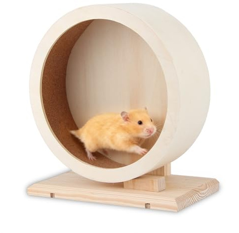 Hapivida Rueda De Hámster De Madera, Ruedas De Ejercicio para Mascotas Pequeñas, Giratoria Silenciosa para Descanso y Ejercicio De Hámsters Sirios, Jerbos, Ratones, Enanos